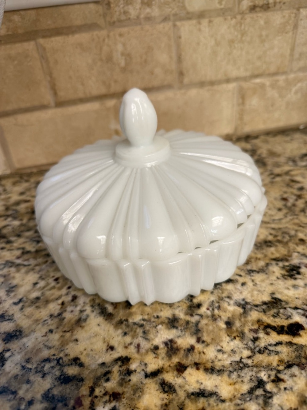 White Milk Glass Lidded Candy Dish
